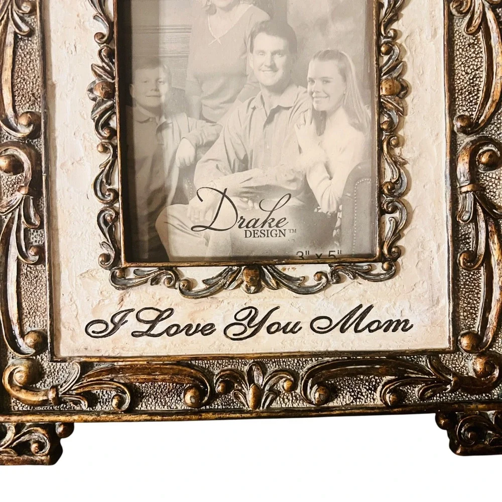 Drake‎ Design I Love You Mom Ornate Bronze Tone 3x5 Photo Picture Frame Baroque